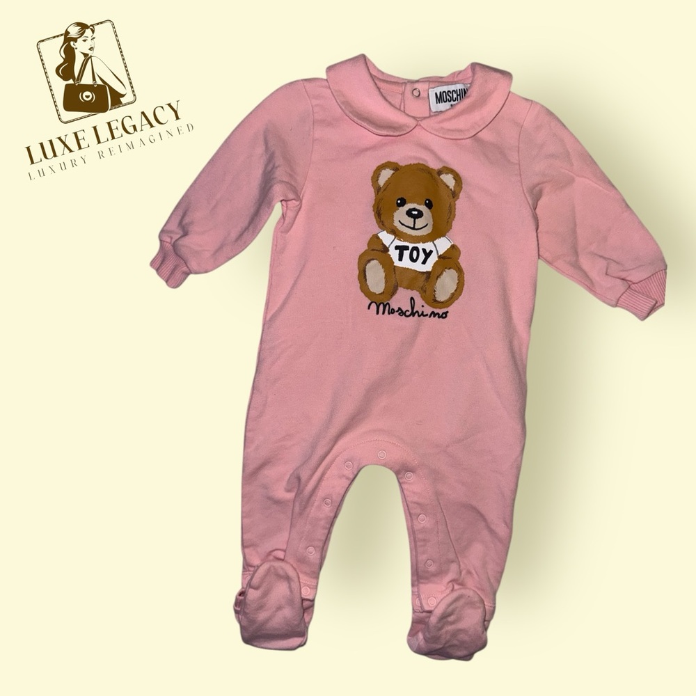 Moschino Baby Pink Onesie with Bear Motif